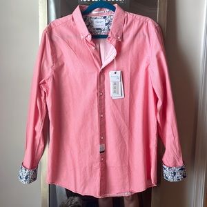 Mens printed long sleeve button down